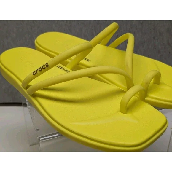 CROCS Sandals Miami Open Toe Loop Yellow Slip On flip Flop Flats Womens 9 - Picture 4 of 7